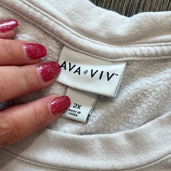 Ava & Viv Light Pink Fleece Pullover Sweatshirt Crew Neck Size 2X - Picture 2 of 4